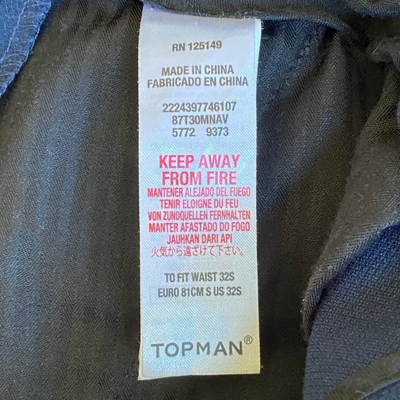 TOPMAN Skinny Fit Textured Navy Dress Pants S32 - Picture 16 of 16